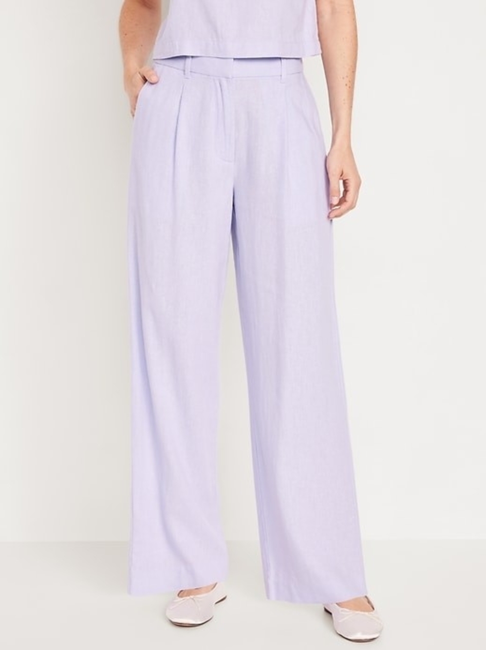 Old Navy Lavender Taylor Wide-Leg Linen-Blend Trouser Pants Size XL Tall